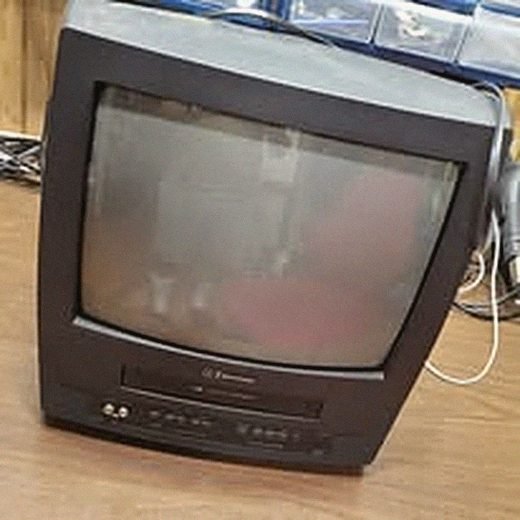 Closed CRT television unit ready to go back to its owner